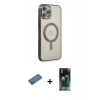 MARSİLYAN™- iPhone 12 Pro Kılıf Doruk Minimal - Şeffaf 360 Full Body Arka Koruyucu + Shine Kamera Lens Koruma Cam - GD