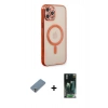 MARSİLYAN™- iPhone 12 Pro Kılıf Doruk Minimal - Şeffaf 360 Full Body Arka Koruyucu + Metal Kamera Lens Koruma Cam - GS