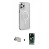 MARSİLYAN™- iPhone 12 Pro Kılıf Doruk Minimal - Şeffaf 360 Full Body Arka Koruyucu + Rainbow Kamera Lens Koruma Cam - GD