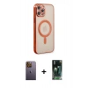 MARSİLYAN™- iPhone 12 Pro Kılıf Doruk Minimal - Şeffaf 360 Full Body Arka Koruyucu + Neon Fosforlu Kamera Lens - SI