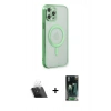 MARSİLYAN™- iPhone 12 Pro Kılıf Doruk Minimal - Şeffaf 360 Full Body Arka Koruyucu + Kamera Lens Koruma Cam - SF
