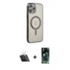 MARSİLYAN™- iPhone 12 Pro Kılıf Doruk Minimal - Şeffaf 360 Full Body Arka Koruyucu + Kamera Lens Koruma Cam - SF