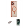 MARSİLYAN™- iPhone 12 Pro Kılıf Doruk Minimal - Şeffaf 360 Full Body Arka Koruyucu + Shine Kamera Lens Koruma Cam - SABE