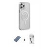 MARSİLYAN™- iPhone 12 Pro Kılıf Doruk Minimal - Şeffaf Uv Polymer Nano Ekran Koruyucu + Metal Kamera Lens Koruma Cam - AKYL