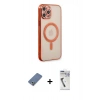 MARSİLYAN™- iPhone 12 Pro Kılıf Doruk Minimal - Şeffaf Uv Polymer Nano Ekran Koruyucu + Metal Kamera Lens Koruma Cam - AKYL