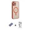 MARSİLYAN™- iPhone 12 Pro Kılıf Doruk Minimal - Şeffaf Uv Polymer Nano Ekran Koruyucu + Metal Kamera Lens Koruma Cam - GD