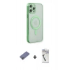 MARSİLYAN™- iPhone 12 Pro Kılıf Doruk Minimal - Şeffaf Uv Polymer Nano Ekran Koruyucu + Metal Kamera Lens Koruma Cam - GD