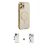 MARSİLYAN™- iPhone 12 Pro Kılıf Doruk Minimal - Şeffaf Uv Polymer Nano Ekran Koruyucu + Shine Kamera Lens - GD