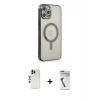 MARSİLYAN™- iPhone 12 Pro Kılıf Doruk Minimal - Şeffaf Uv Polymer Nano Ekran Koruyucu + Shine Kamera Lens - GD