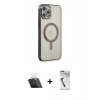 MARSİLYAN™- iPhone 12 Pro Kılıf Doruk Minimal - Şeffaf Uv Polymer Nano Ekran Koruyucu + Kamera Lens Koruma Cam - SF