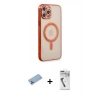 MARSİLYAN™- iPhone 12 Pro Kılıf Doruk Minimal - Şeffaf Uv Polymer Nano Ekran Koruyucu + Mavi Shine Kamera Lens Koruma Cam