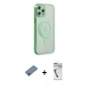 MARSİLYAN™- iPhone 12 Pro Kılıf Doruk Minimal - Şeffaf Uv Polymer Nano Ekran Koruyucu + Metal Kamera Lens Koruma Cam - MR