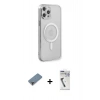 MARSİLYAN™- iPhone 12 Pro Kılıf Doruk Minimal - Şeffaf Uv Polymer Nano Ekran Koruyucu + Metal Kamera Lens Koruma Cam - MR