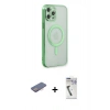 MARSİLYAN™- iPhone 12 Pro Kılıf Doruk Minimal - Şeffaf Uv Polymer Nano Ekran Koruyucu + Renkli Kamera Lens Koruma Cam - PE