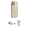 MARSİLYAN™- iPhone 12 Pro Kılıf Doruk Minimal - Şeffaf Uv Polymer Nano Ekran Koruyucu + Rainbow Kamera Lens Koruma Cam - GD