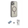 MARSİLYAN™- iPhone 12 Pro Kılıf Doruk Minimal - Şeffaf Uv Polymer Nano Ekran Koruyucu + Shine Kamera Lens Koruma Cam - PE