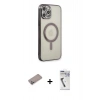 MARSİLYAN™- iPhone 12 Pro Kılıf Doruk Minimal - Şeffaf Uv Polymer Nano Ekran Koruyucu + Shine Kamera Lens Koruma Cam - SABE