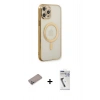 MARSİLYAN™- iPhone 12 Pro Kılıf Doruk Minimal - Şeffaf Uv Polymer Nano Ekran Koruyucu + Shine Kamera Lens Koruma Cam - SABE