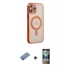 MARSİLYAN™- iPhone 12 Pro Kılıf Doruk Minimal - Siyah 34D Hayalet Izgaralı Cam + Shine Kamera Lens Koruma Cam - PE