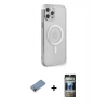 MARSİLYAN™- iPhone 12 Pro Kılıf Doruk Minimal - Siyah 34D Hayalet Izgaralı Cam + Shine Kamera Lens Koruma Cam - PE