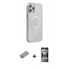 MARSİLYAN™- iPhone 12 Pro Kılıf Doruk Minimal - Siyah 34D Hayalet Izgaralı Cam + Shine Kamera Lens Koruma Cam - SABE