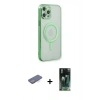 MARSİLYAN™- iPhone 12 Pro Kılıf Doruk Minimal - Siyah 360 Mat Full Body Arka Koruyucu + Renkli Kamera Lens Koruma Cam - MI
