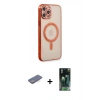 MARSİLYAN™- iPhone 12 Pro Kılıf Doruk Minimal - Siyah 360 Mat Full Body Arka Koruyucu + Renkli Kamera Lens Koruma Cam - MI