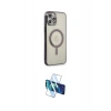 MARSİLYAN™- iPhone 12 Pro Kılıf Doruk Minimal - Siyah 3D Antistatik Cam Ekran Koruyucu