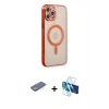 MARSİLYAN™- iPhone 12 Pro Kılıf Doruk Minimal - Siyah 3D Antistatik Cam Ekran Koruyucu + Renkli Kamera Lens Koruma Cam - YL