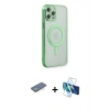 MARSİLYAN™- iPhone 12 Pro Kılıf Doruk Minimal - Siyah 3D Antistatik Cam Ekran Koruyucu + Renkli Kamera Lens Koruma Cam - YL