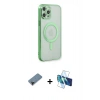 MARSİLYAN™- iPhone 12 Pro Kılıf Doruk Minimal - Siyah 3D Antistatik Cam Ekran Koruyucu + Shine Kamera Lens Koruma Cam - SH