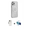 MARSİLYAN™- iPhone 12 Pro Kılıf Doruk Minimal - Siyah 3D Antistatik Cam Ekran Koruyucu + Shine Kamera Lens - GS