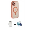 MARSİLYAN™- iPhone 12 Pro Kılıf Doruk Minimal - Siyah 3D Antistatik Cam Ekran Koruyucu + Shine Kamera Lens - GS