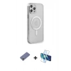 MARSİLYAN™- iPhone 12 Pro Kılıf Doruk Minimal - Siyah 3D Antistatik Seramik Nano Ekran Koruyucu + Metal Kamera Lens Koruma Cam - GD