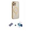 MARSİLYAN™- iPhone 12 Pro Kılıf Doruk Minimal - Siyah 3D Antistatik Seramik Nano Ekran Koruyucu + Metal Kamera Lens Koruma Cam - GD