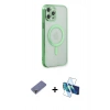 MARSİLYAN™- iPhone 12 Pro Kılıf Doruk Minimal - Siyah 3D Antistatik Seramik Nano Ekran Koruyucu + Metal Kamera Lens Koruma Cam - GD