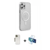 MARSİLYAN™- iPhone 12 Pro Kılıf Doruk Minimal - Siyah 3D Antistatik Seramik Nano Ekran Koruyucu + Shine Kamera Lens - GD