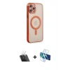 MARSİLYAN™- iPhone 12 Pro Kılıf Doruk Minimal - Siyah 3D Antistatik Seramik Nano Ekran Koruyucu + Kamera Lens Koruma Cam - SF