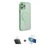 MARSİLYAN™- iPhone 12 Pro Kılıf Doruk Minimal - Siyah 3D Antistatik Seramik Nano Ekran Koruyucu + Kamera Lens Koruma Cam - SF