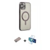 MARSİLYAN™- iPhone 12 Pro Kılıf Doruk Minimal - Siyah 3D Antistatik Seramik Nano Ekran Koruyucu + Shine Kamera Lens Koruma Cam - SABE