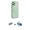 MARSİLYAN™- iPhone 12 Pro Kılıf Doruk Minimal - Siyah 3D Antistatik Seramik Nano Ekran Koruyucu + Renkli Kamera Lens Koruma Cam - TU