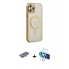 MARSİLYAN™- iPhone 12 Pro Kılıf Doruk Minimal - Siyah 3D Antistatik Seramik Nano Ekran Koruyucu + Renkli Kamera Lens Koruma Cam - TU