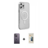 MARSİLYAN™- iPhone 12 Pro Kılıf Doruk Minimal - Siyah 6D Mat Seramik Hayalet Nano Ekran Koruyucu + Neon Fosforlu Kamera Lens - BZ