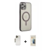 MARSİLYAN™- iPhone 12 Pro Kılıf Doruk Minimal - Siyah 6D Mat Seramik Hayalet Nano Ekran Koruyucu + Shine Kamera Lens - GD
