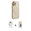 MARSİLYAN™- iPhone 12 Pro Kılıf Doruk Minimal - Siyah 6D Mat Seramik Hayalet Nano Ekran Koruyucu + Shine Kamera Lens - GD