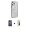 MARSİLYAN™- iPhone 12 Pro Kılıf Doruk Minimal - Siyah 6D Mat Seramik Hayalet Nano Ekran Koruyucu + Neon Fosforlu Kamera Lens - MI