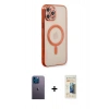 MARSİLYAN™- iPhone 12 Pro Kılıf Doruk Minimal - Siyah 6D Mat Seramik Hayalet Nano Ekran Koruyucu + Neon Fosforlu Kamera Lens - MI