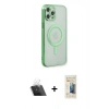 MARSİLYAN™- iPhone 12 Pro Kılıf Doruk Minimal - Siyah 6D Mat Seramik Hayalet Nano Ekran Koruyucu + Kamera Lens Koruma Cam - SF
