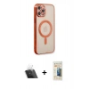 MARSİLYAN™- iPhone 12 Pro Kılıf Doruk Minimal - Siyah 6D Mat Seramik Hayalet Nano Ekran Koruyucu + Kamera Lens Koruma Cam - SF