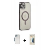 MARSİLYAN™- iPhone 12 Pro Kılıf Doruk Minimal - Siyah 6D Mat Seramik Hayalet Nano Ekran Koruyucu + Shine Kamera Lens - MI